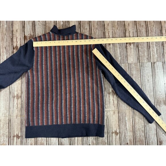 Todd Snyder Merino full placket polo cardigan sz M color striped navy mspr 248 - Picture 5 of 5